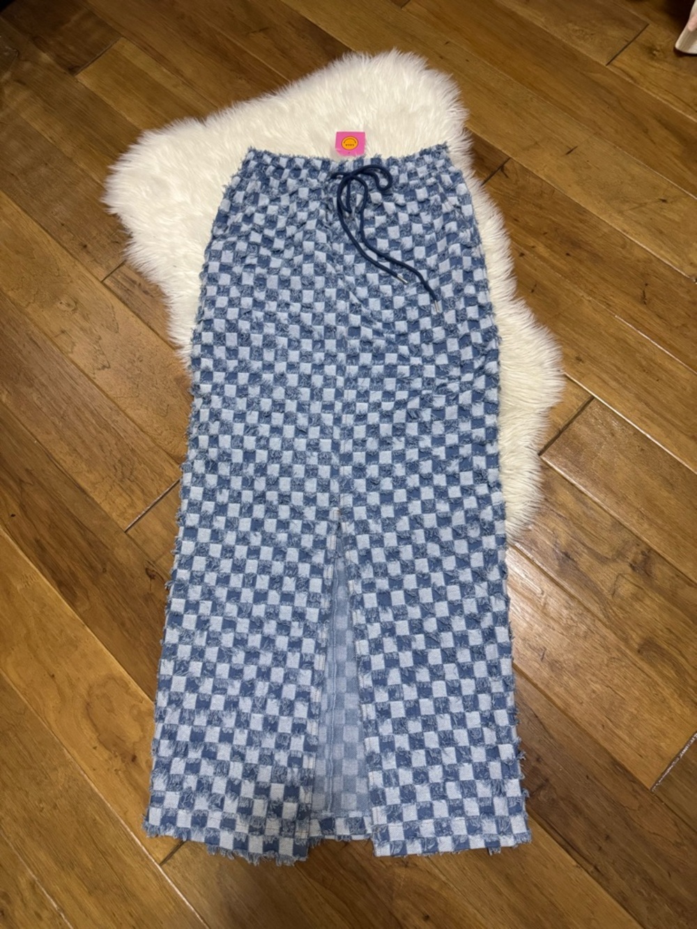 Dressed in LALA Blue Checkered Maxi Skirt